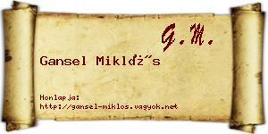 Gansel Miklós névjegykártya
